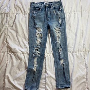 Destressed Denim Jeans